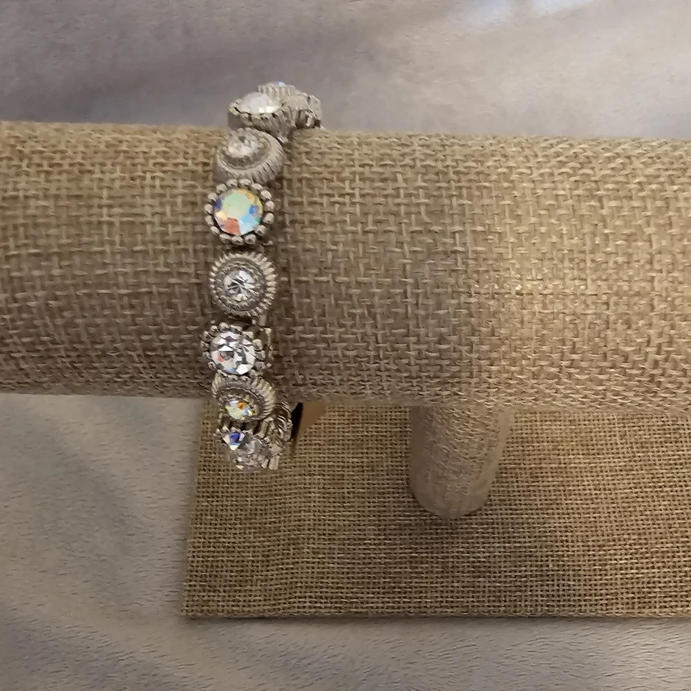 GNW brand stretch elastic silver/aurora borealis watch & bracelet - Picture 5 of 5